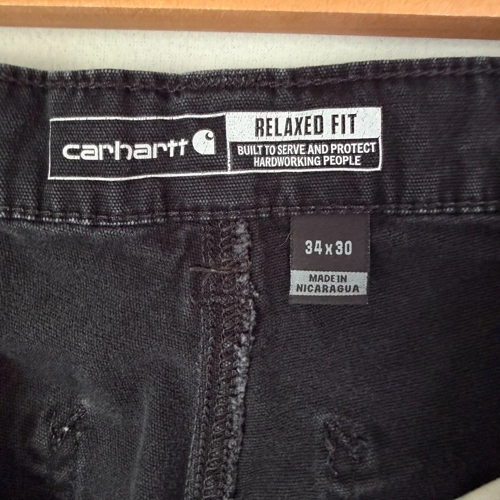 Carhartt Rugged Flex Relaxed Fit‎ Canvas Work Pants Men's 34 x 29 Black